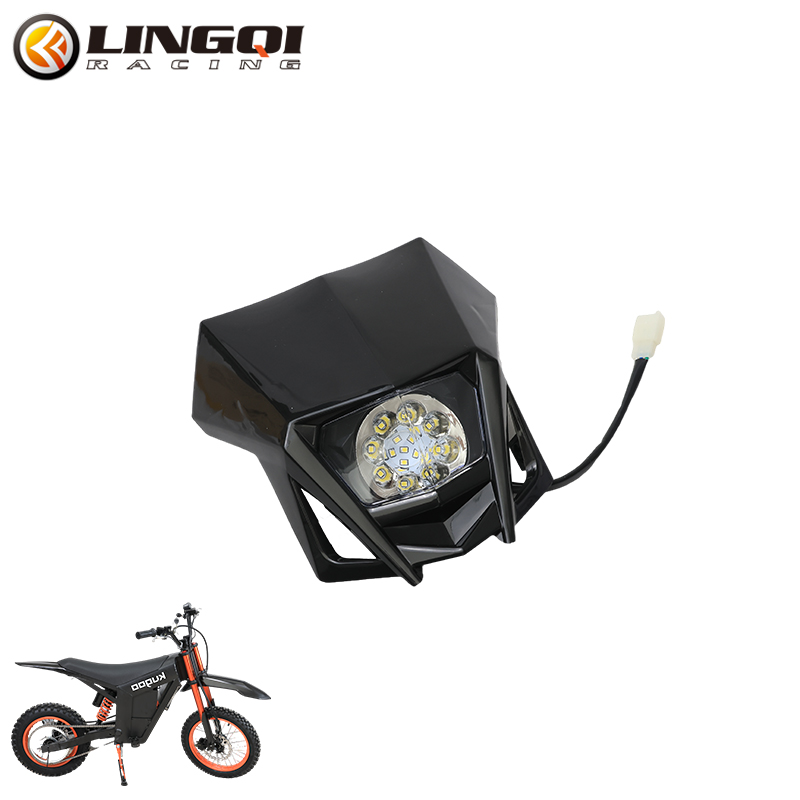 LINGQI レーシングオートバイフロントヘッドライトヘッドランプヘッドライトスーパーモトダートバイクエンデューロモトクロスマスクフェアリングユニバーサル