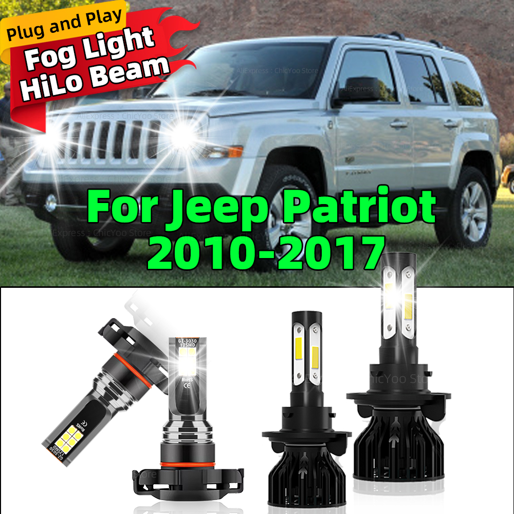 LED ヘッドライト ジープ パトリオット 2010-2017 フォグライト電球コンボ、2/4 個 HiLo ビーム超高輝度 6000K 4 サイドチップ車のライト
