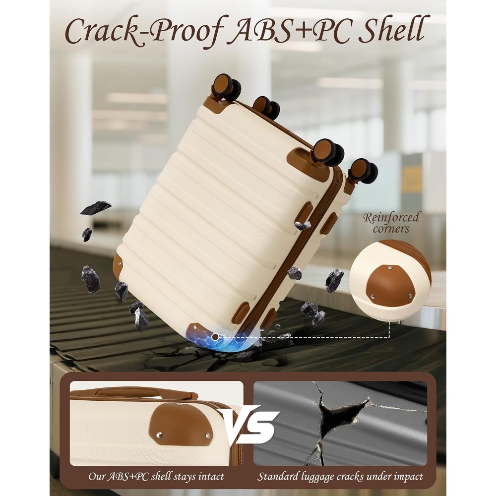 5 ピース ABS PC ハードシェル機内持ち込み手荷物セット、ダッフルバッグ、軽量スーツケース、YKK ジッパー付き、カスタマイズ