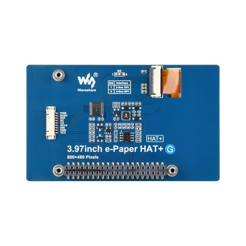 3.97 インチ 4 色電子ペーパースクリーン 800x480 赤/黄/黒/白 SPI インターフェイス E インクディスプレイ HAT Raspberry Pi 40PIN GPIO ヘッダー