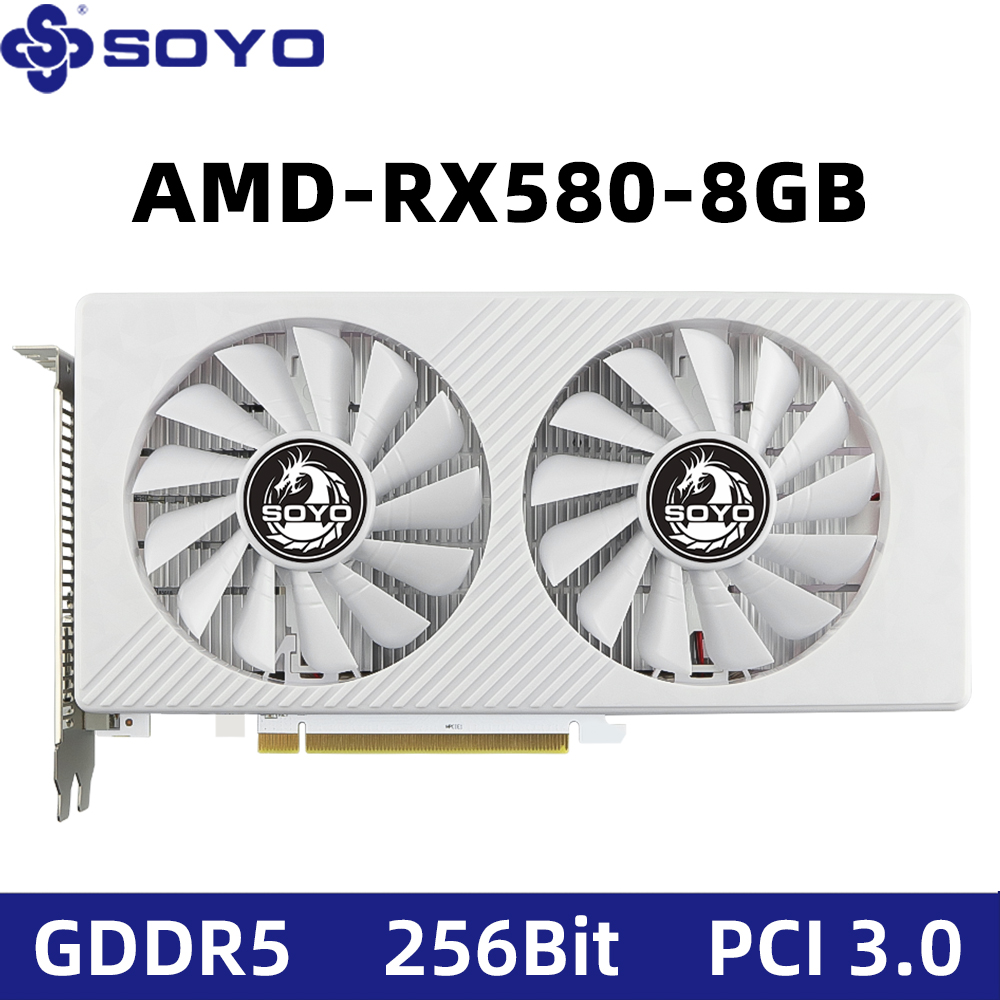 グラフィックカード SOYO 新型 AMD Radeon RX580 8G GDDR5 メモリ 256ビット PCIE3.0x16 デスクトップコンピュータ用ゲーミングGPUカード RX580