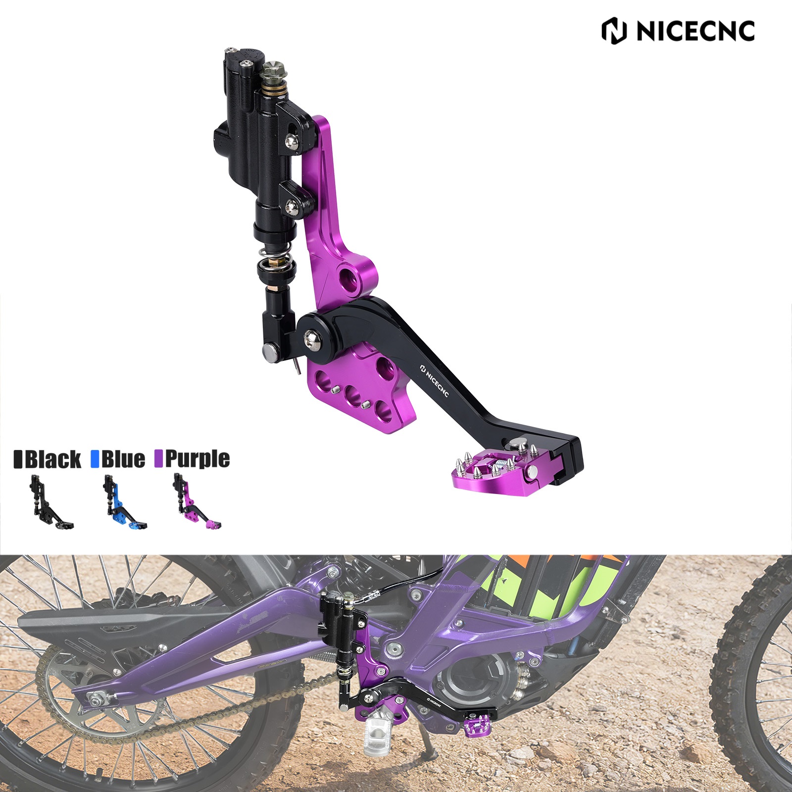 NICECNC 電動ダートバイク油圧リアフットブレーキアセンブリ 2026 2025 2024 2023 Surron Light Bee XS セグウェイ用 X160 X260