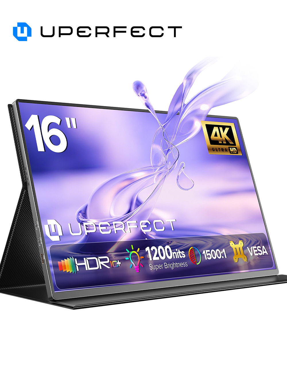 完璧な 4K ポータブルモニター 16 "3840x2400 IPS ラップトップ拡張画面 1200Nits USB C HDMI コンピュータ PC ゲームディスプレイスピーカー付き