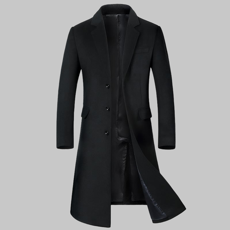 メンズ高品質秋冬ウールコートロングファッショントレンチコート膝上厚手綿M-4XL