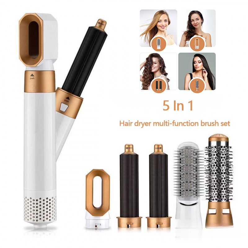 美容師 5-in-1 ヘアクリップカーラー熱風コーム自動カーリングコームストレートコーム、ヘアドライヤーホリデーギフト