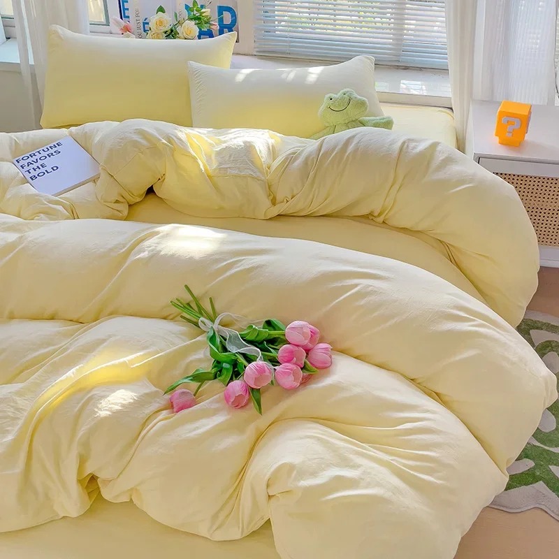4pcs Duvet Cover Sets with Pillowcases Sheet Solid Super Soft Duvet Cover Set Single Couple Bedsheet Single Couple Twin Size