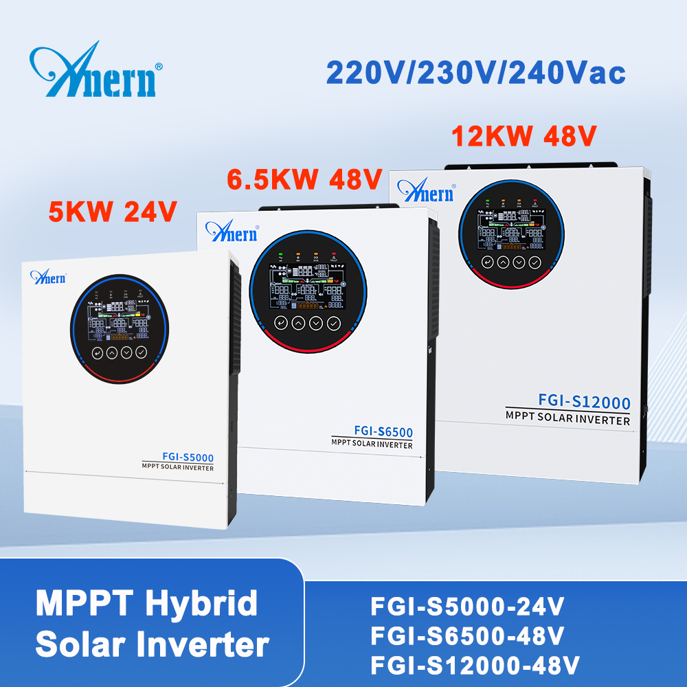 5KW 6.5KW 12KW ハイブリッドソーラーインバーター 5000W 24V 12000W 48V 220V 160A MPPT ソーラーコントローラー 90-450V オフグリッドインバーター