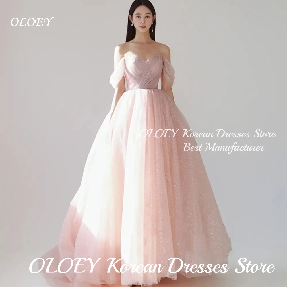 OLOEY シンプルなピンクの恋人 A ライン韓国のウェディングドレスチュールブライダルドレス写真撮影用カスタマイズ Vestidos Novias Boda Wome