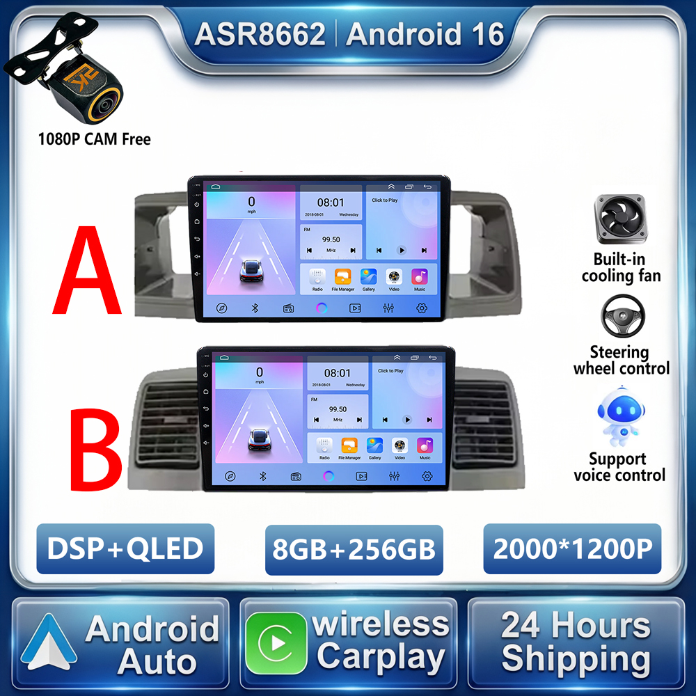 カーラジオステレオプレーヤー Carplay トヨタカローラ E130 E120 2000 2001 2002 2003 2004 2005 2006 2Din GPS アンドロイド 15 システム WIFI