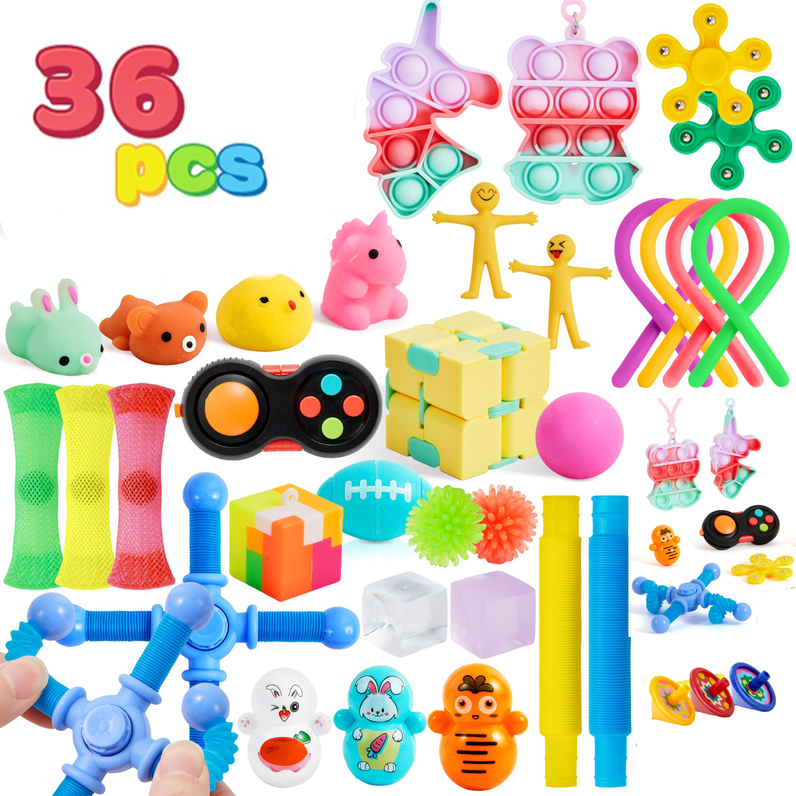 子供用パーティー記念品36個、人気のフィジェットトイパック、子供の誕生日パーティー用のお菓子袋フィラー、学校用の大量賞品