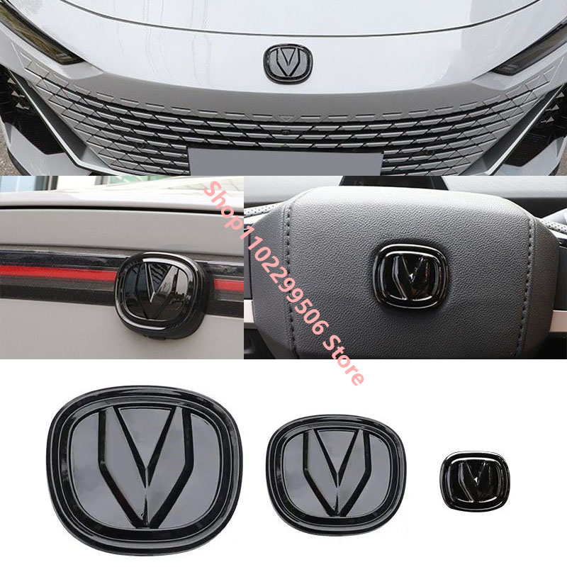 車のフロントリアブラックカーボンロゴステッカー長安 UNIV Univ Uni-v 2022 2023 2024 ABS