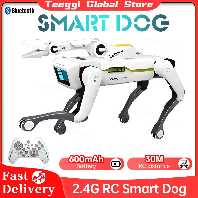Teeggi 電動 RC インテリジェントロボット犬 クリップ付き 多機能 RC 機械犬知育玩具 バイオニックスマートロボット玩具ギフト
