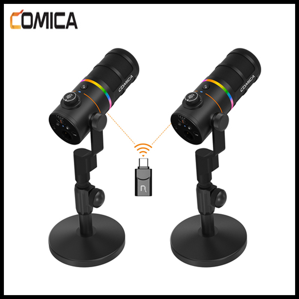 Comica D10 PRO COMBO カーディオイド USB/XLR ダイナミックワイヤレスマイク PC コンピュータゲームストリーミングマイク ストリーミング用 RGB ライト付き