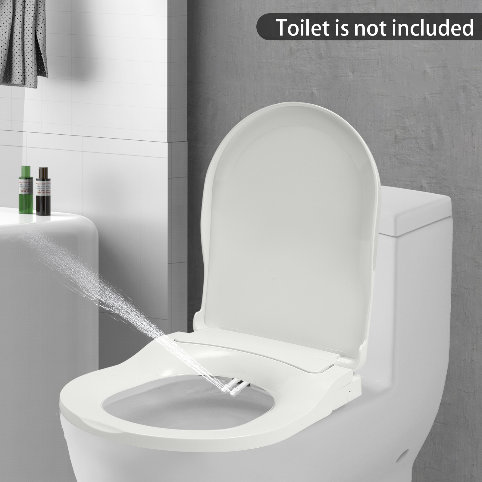 非電気ビデ便座 ビデ蓋は細長いトイレに適合、デュアルノズルD型、クリーナーフラッシュホース付き