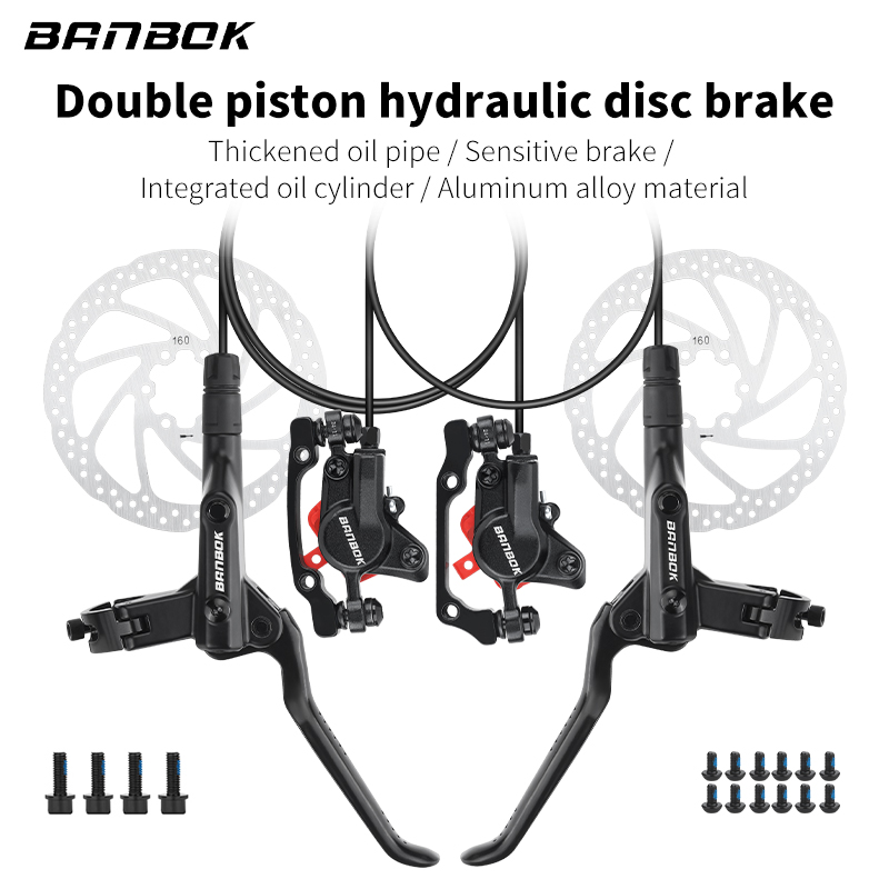 BANBOK MTB バイク油圧ディスクブレーキ 2 ピストン油圧キャリパー 800/1450 ミリメートルホース 160 ミリメートルローター 3 指レバー自転車部品