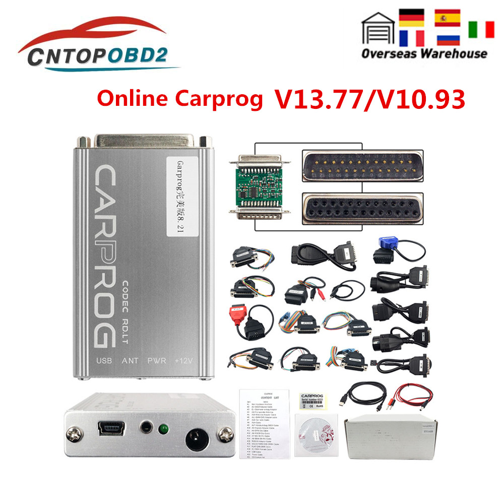 Carprog V13.77 V10.93 フルセット 21 アダプター付き keygen オンラインプログラマーエアバッグ/ラジオ/ダッシュ/IMMO/ECU 自動車修復ツール