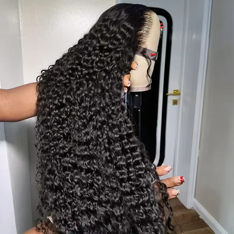 13 × 4 1​​3 × 6 HD 透明レースディープウェーブフロントウィッグ 40 インチジェリーカーリーレースフロント HumanHair かつらディープカーリー水波かつら