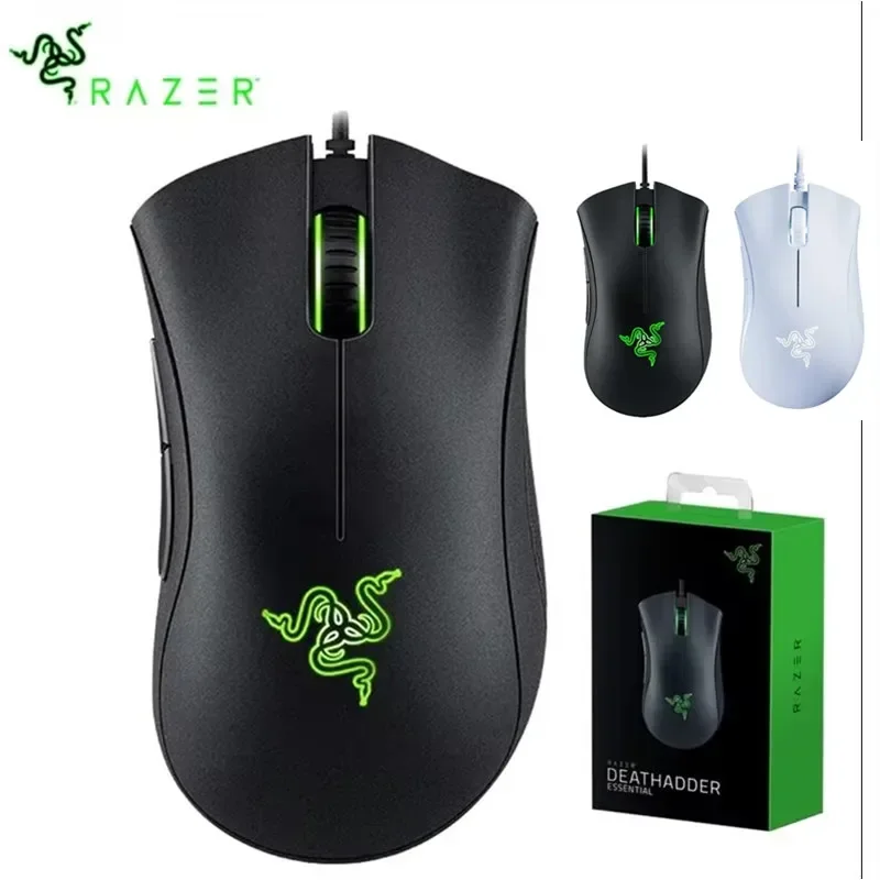 Razer DeathAdder Essential 有線ゲーミングマウス / 有線マウス 6400DPI 5 つの独立したボタン ラップトップ PC ゲーマー用 ドライバーなしバージョン