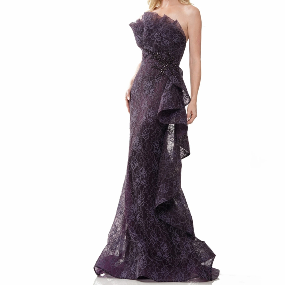 Customized  Fashion  Lace Crystal Strapless Floor Length платье вечернее Mermaid Tulle Sleeveless Sweep Train Vestidos