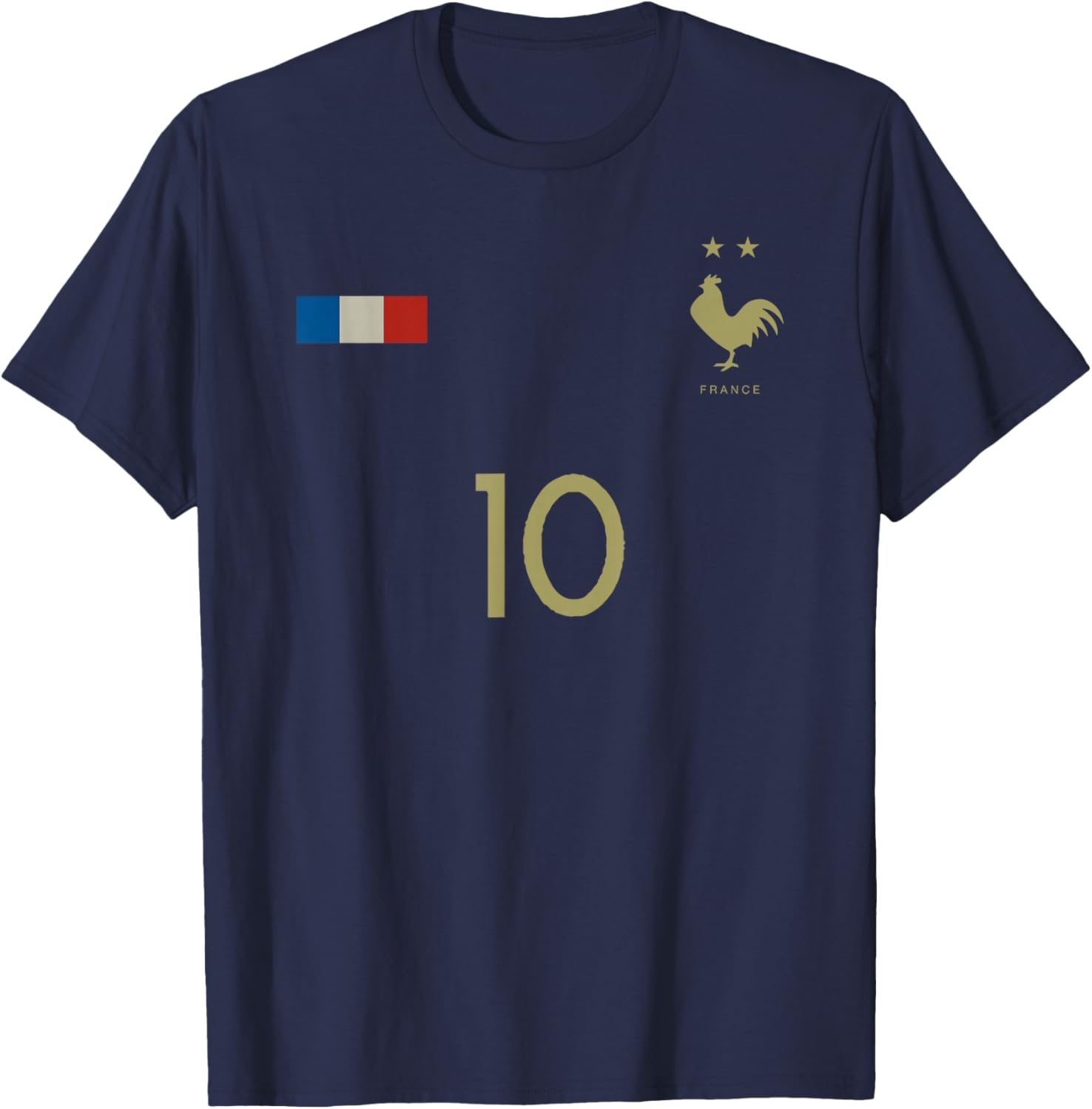 フランス フットボール ナンバー 10 レトロ サッカー グラフィック Tシャツ 通気性 コットン カジュアル クルーネック Tシャツ