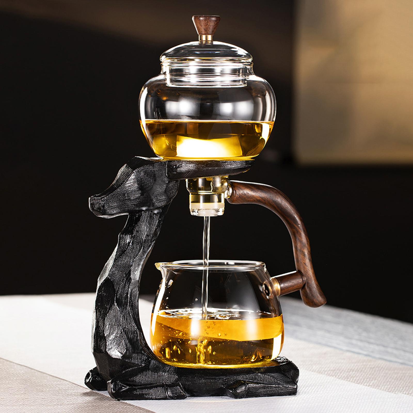 ガラス自動セットドリップポット注入器ポットお茶作りティーポット高ホウケイ酸ガラス自動ティーセットオフィス用