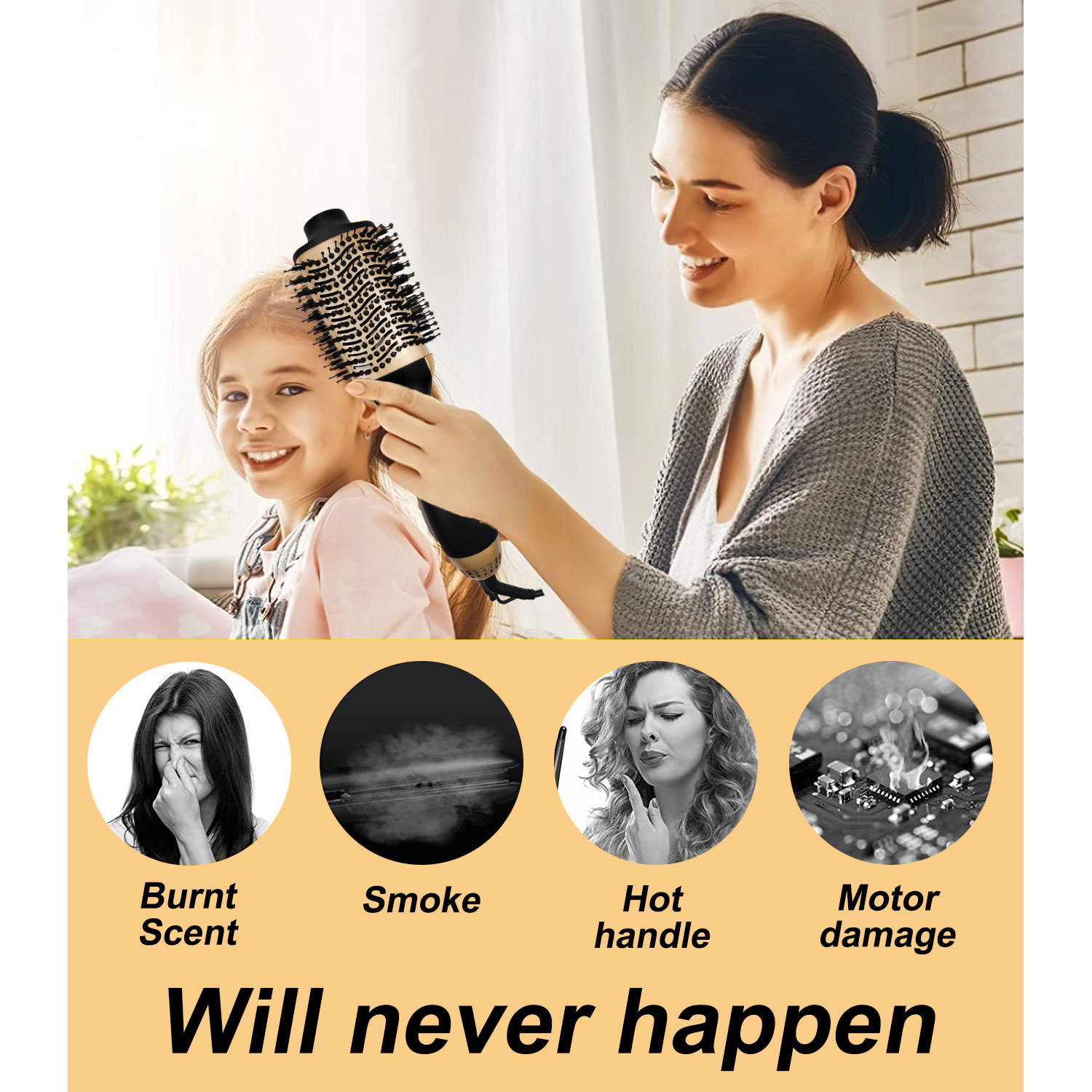 熱風コームヘアブロードライヤーブラシとボリューマイザーカーリング用ワンステップ熱風ブラシ