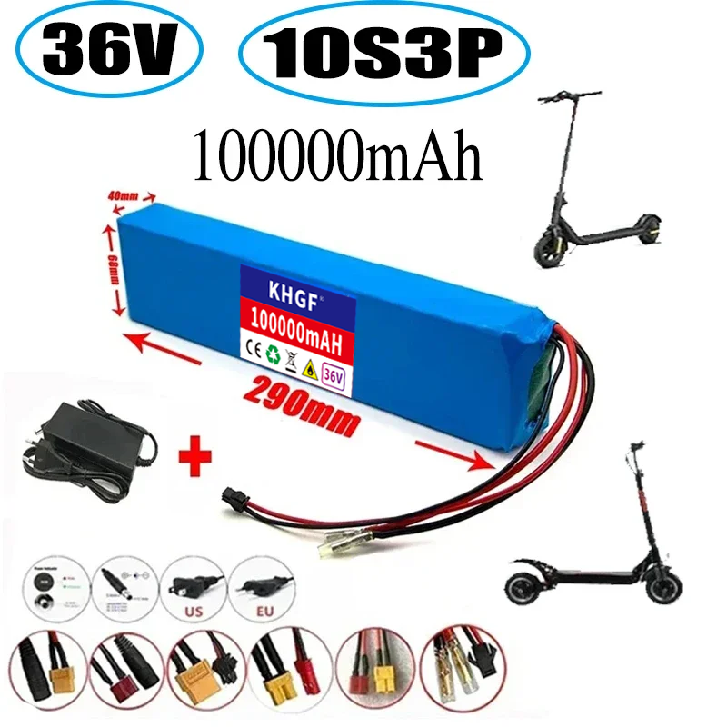 36V 100000mAh 18650 充電式リチウム電池パック 10S3P 電源修正自転車スクーター電気自動車 BMS 充電器付き