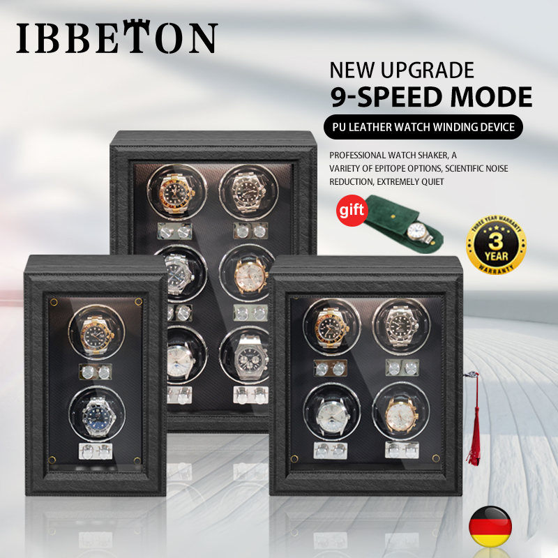 IBBETON 高級レザーウォッチワインダーハイエンド自動時計ボックスマブチモーター付き時計キャビネット時計収納ボックス
