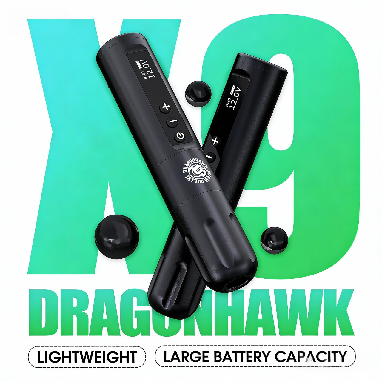 Dragonhawk X9 ワイヤレスタトゥーマシン 3400mAh 大容量バッテリー 3.5 ミリメートルストロークブラシレスモーターアートメイクボディアート