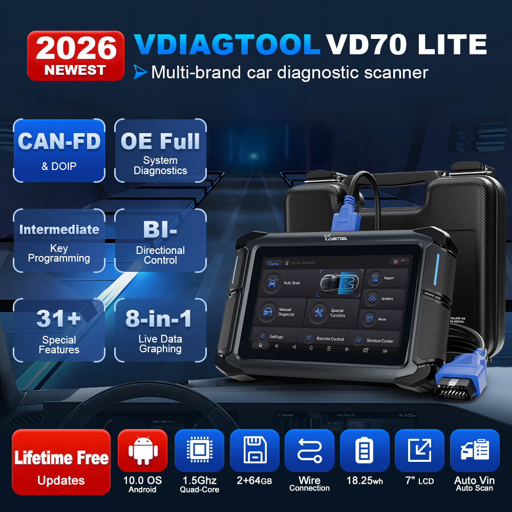生涯無料アップデート VDIAGTOOL VD70Lite 自動車スキャナー AII システム車診断 31 リセット FCA 双方向 OBD2 スキャナー