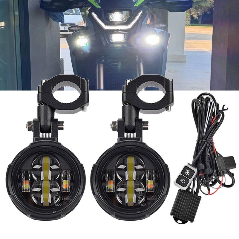 100 ワットデュアルカラーファロルモトフォグランプオートバイフォグランプオートバイ LED ライトヘッドライト Led 補助駆動ランプスポットライト