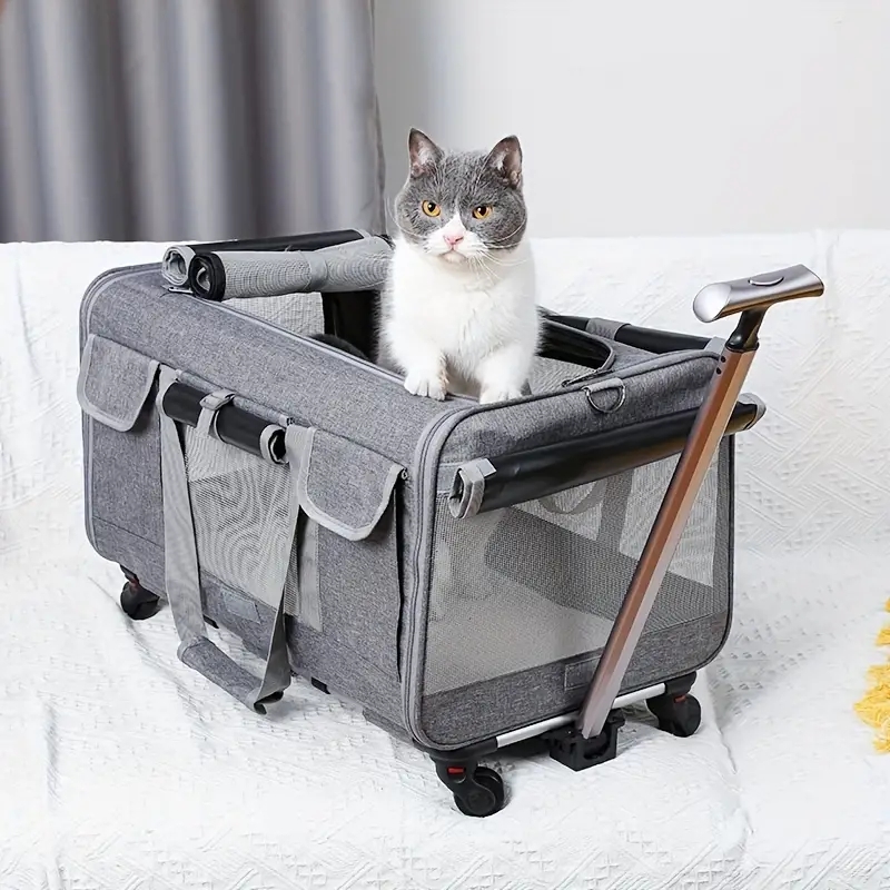 特大ポータブルペットトロリーケース、取り外し可能な犬トロリーケース、大型折りたたみペットバッグ猫トラベルキャリアバッグ