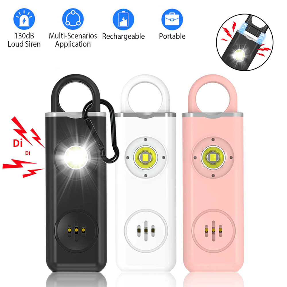 130dB 自己防衛警報パーソナルアラーム子供女性用大音量パニックアラーム LED ストロボライト付き充電式緊急警報