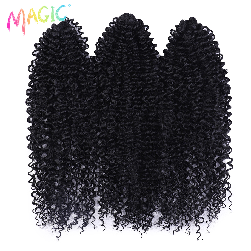 Magic Crochet Hair Afro Kinky Curly Braiding Hair Synthetic Crochet Hair 18 Inch Ombre Brown Passion Twist Hair Extensions