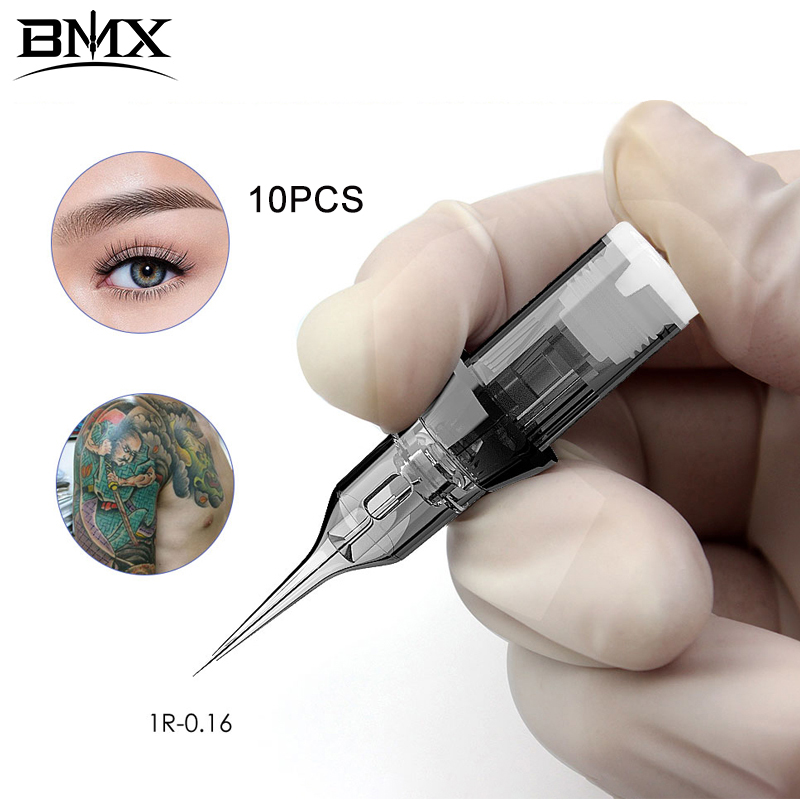 BMX 10 個タトゥーカートリッジ針 0.16 ミリメートルマイクロ色素沈着アートメイク眉毛アイライン唇 Microblading