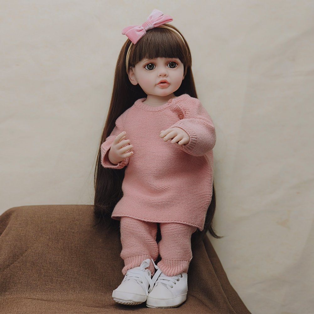 リボーンベビードール 55 センチメートル少女赤ちゃん全身シリコン女の子新生児人形幼児ファッションかわいいおもちゃ誕生日ギフト