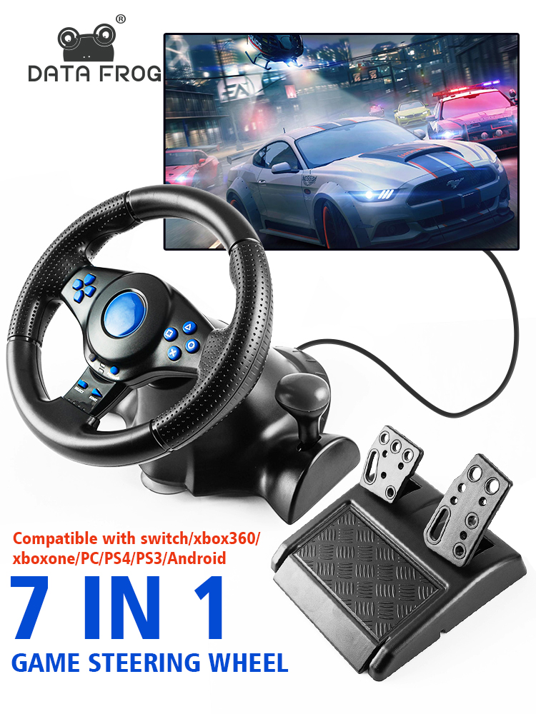 データカエルレーシングステアリングホイール振動コントローラゲーム Simracing 車のペダルスイッチ PS2 PS3 PS4 Xbox One PC