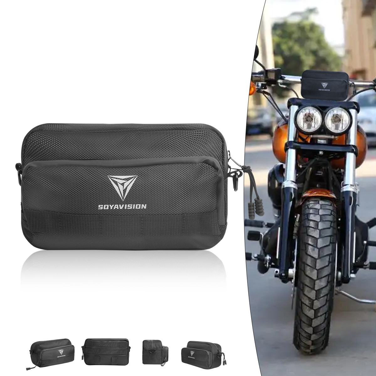 黒オートバイハンドルバーバッグバレルバッグ多機能収納ショルダーバッグ BMW ダートバイククルーザーモーター乗馬ツールパック