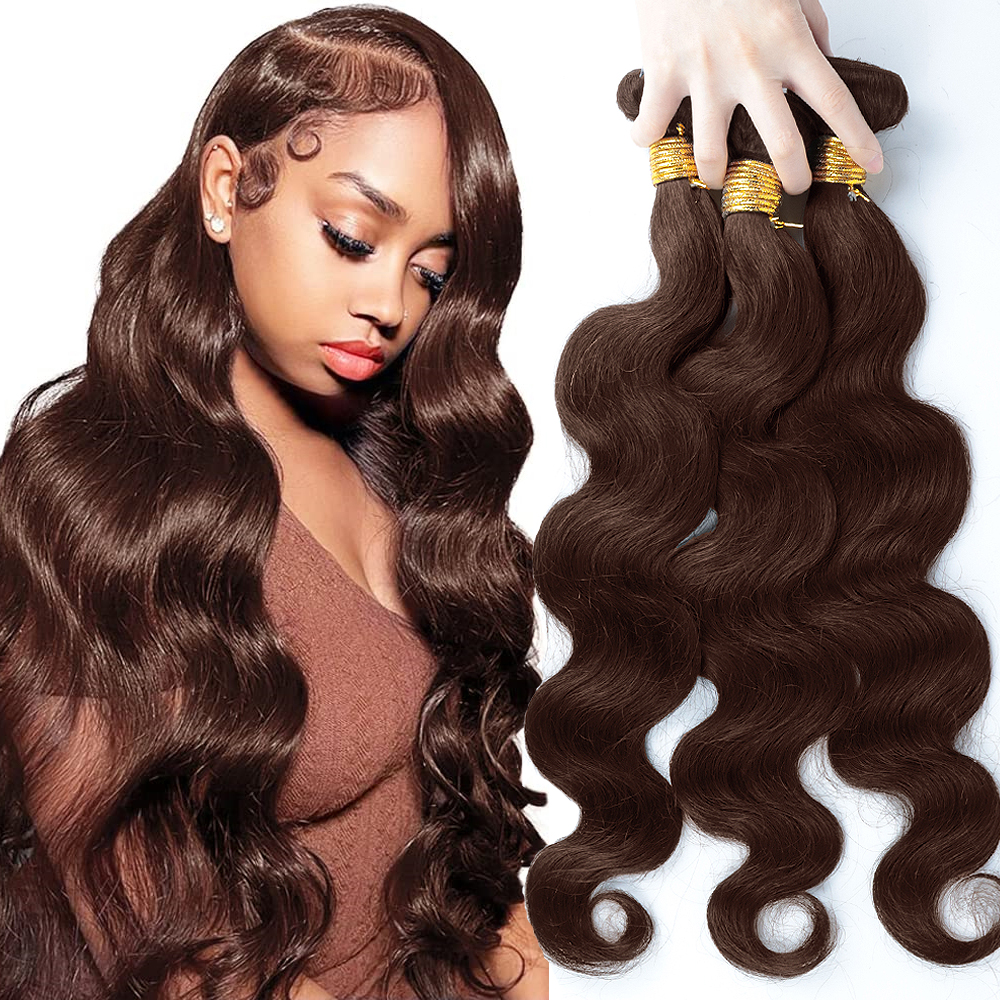#4 Dark Brown Body Wave Bundles 1/3PCS Human Hair Bundles 18-30 Inches Remy Hair Extensions For Women Brazilian Double Weft Draw