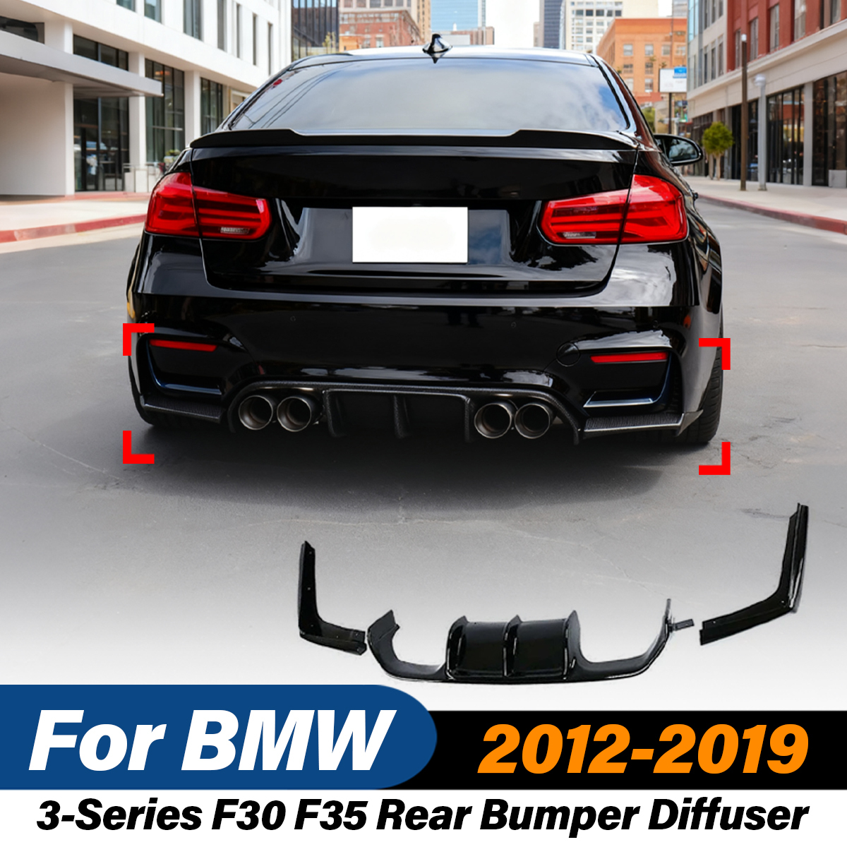 Bmw 3 シリーズ F30 F35 2012 2013 2014 2015 2016 2017 2018 2019 車のリアバンパーディフューザースポーツスポイラーボディ修正キット