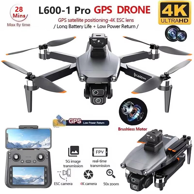 L600-1 プロ GPS ドローン 4K プロフェッショナル HD デュアルカメラ スクリーン付き 5G WIFI 360°障害物回避 ブラシレス Quadcopter Rc ドローン