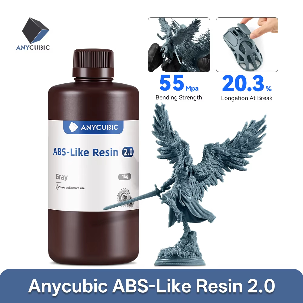 Anycubic 2.0 3D Printer Resin Photopolymer Resin Higher Toughness & Resilience  ABS-Like  Fast Curing High Precision