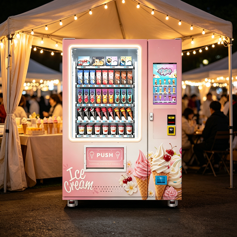 アイスクリーム自動販売機デザート冷凍おやつ用スマート冷蔵ディスペンサー自動氷水自動販売機カスタマイズ
