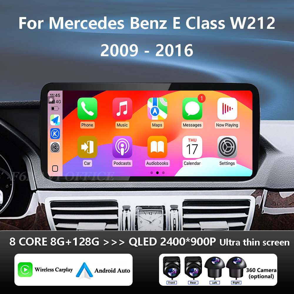 Carplay Android 16 オートアクセサリーステレオカーラジオマルチメディアプレーヤーメルセデスベンツ E クラス W212 2009 - 2016 QLED スクリーン 4 グラム
