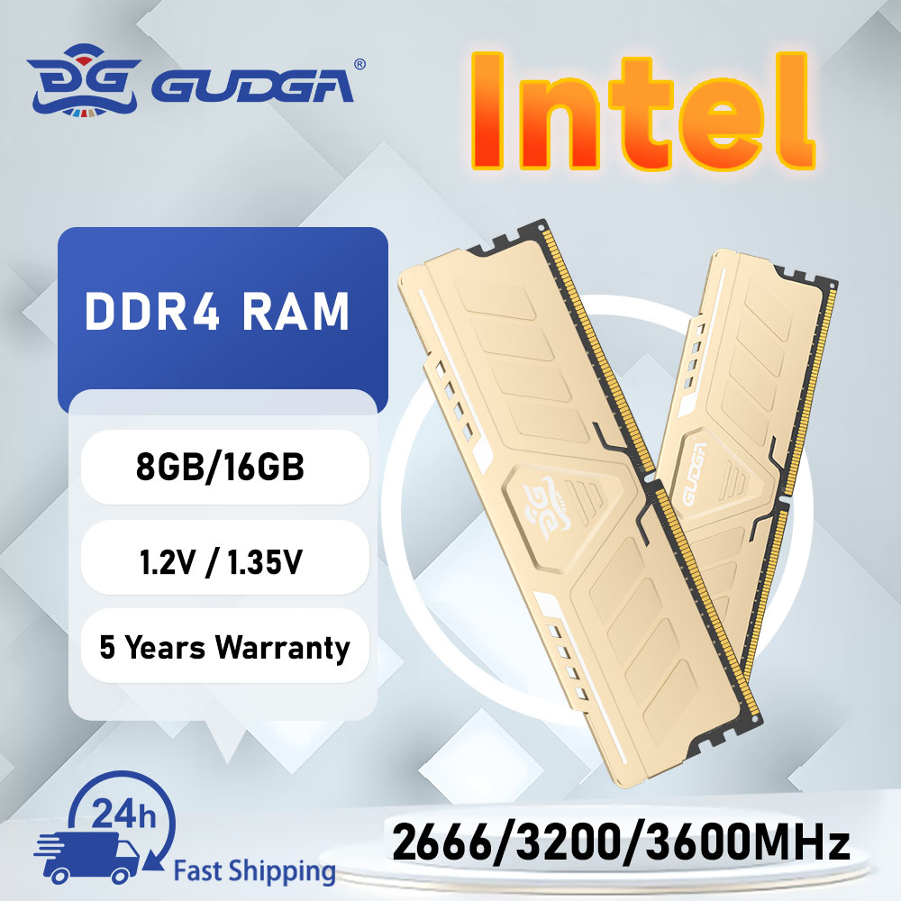 GUDGA DDR4 RAMメモリ 3200MHz 8GB 16GB 2666MHz 3600MHz XMP 2.0 デスクトップ/ゲーミング用ヒートシンクマザーボード Intel