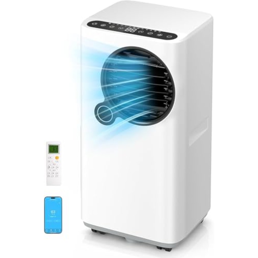 ポータブルエアコン 16000 BTU 6-in-1 スマート AC ユニット、WiFi アプリ付き、最大 750 平方メートルまでの大部屋用フィート、静かな 45dB スリープ モード