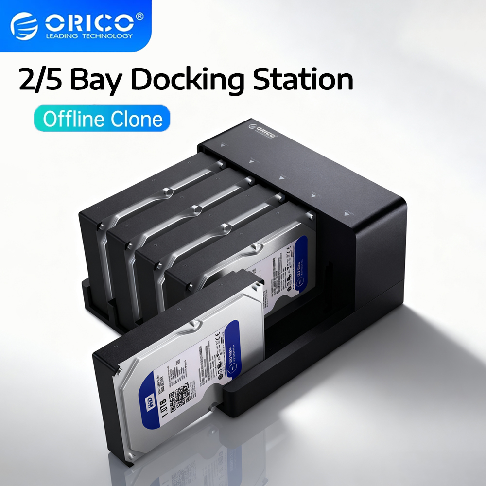 ORICO 2/5 ベイ HDD ドッキングステーション、オフラインクローン SATA から USB3.0 2.5 "3.5" SSD/HDD ハードドライブエンクロージャドッキングステーション