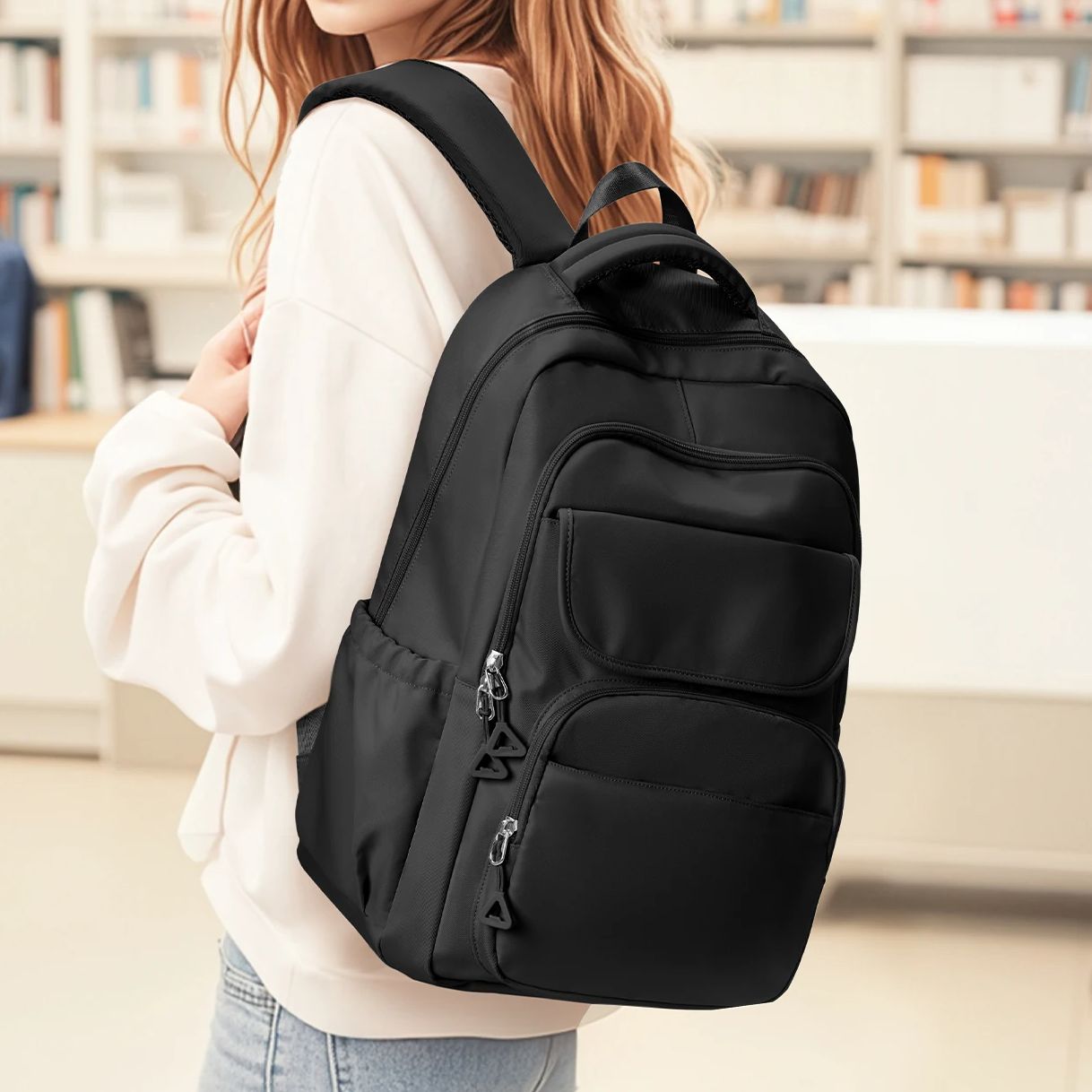 女性用ノートブックバックパック、マルチポケットデザインの耐久性のある学校、高校、大学のブックバッグ、ティーン向け旅行用バックパック