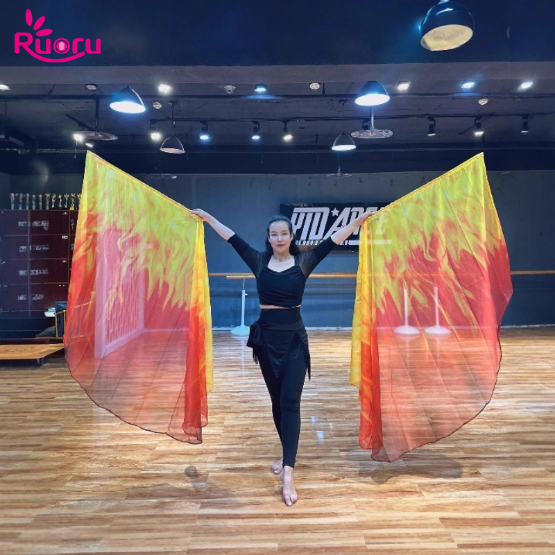 Ruoru 2PCS 190*140cm Dance Flags Christian Dance Flame Flags Dance Worship Flags Stage Performance Props Banners Church