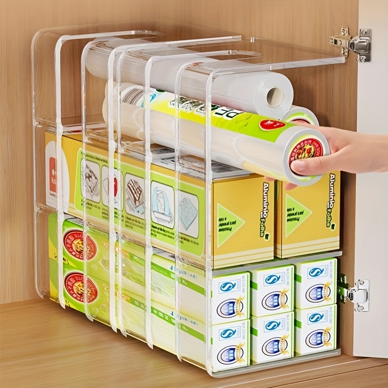 2パックゴミ袋ストレージオーガナイザー、キッチン収納ボックス、スパイス、ビニール袋、ラップ、食品保存袋用キャビネットオーガナイザー